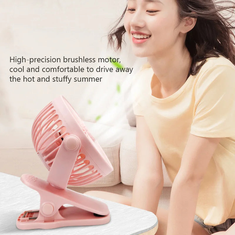 USB Clip-On Desk Fan 3-Speed Quiet Cooling Fan